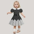 thumbnail image 2 of JIAYUE Girls Dress Short Sleeve Peter Pan Collar Kid With Polka Dot For Kids Color Block Princess With Belt Baby Classic Relaxed Fit Casual Daily Wear Children Dresses, 2 of 6