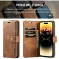 thumbnail image 6 of Magnetic Detachable Wallet Stand Leather Phone Case for iPhone 14 13 12 11 Pro Max Plus Mini, Business Coin Purse Shell, Unique Card Holder Back Cover(Brown,14 Plus), 6 of 8