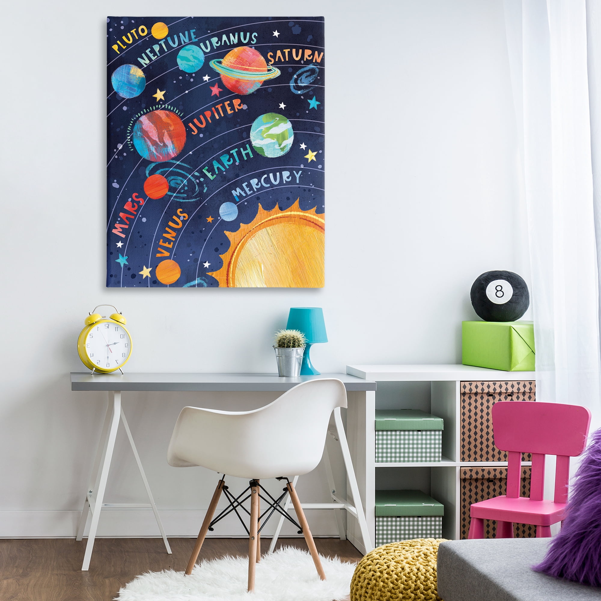 Stupell Industries Educational Solar System Novelty Painting Gallery Wrapped Canvas Art Print Wall Art, 36 x 48