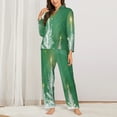 thumbnail image 3 of Bingfone Womens Pajama Sets Christmas Green Print,Long Sleeve Loungewear Pajamas Set-Small, 3 of 9