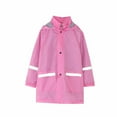 thumbnail image 1 of Virmaxy Toddler Baby Girls Boys Fleece Raincoat Kids Mid-Length Solid Hooded Rushing Jacket with Reflective Stripes Long Sleeve Open Front Waterproof Plush Outwear with Pocket Pink 4T, 1 of 8