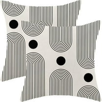 Boho Mid Century Pillow Covers 20x20 Inch Set of 2, Abstract Simple Black and White Stripe Decorative Throw Pillowcase Boho Stripe Outdoor Cushion Cover for Sofa Couch Living Room Bed Decor