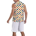 thumbnail image 2 of Naloa Floral Checkerboard Basketball Jersey Reversible Men's Mesh Athletic Sports Shirts Training Practice S-4XL3X-Large, 2 of 6