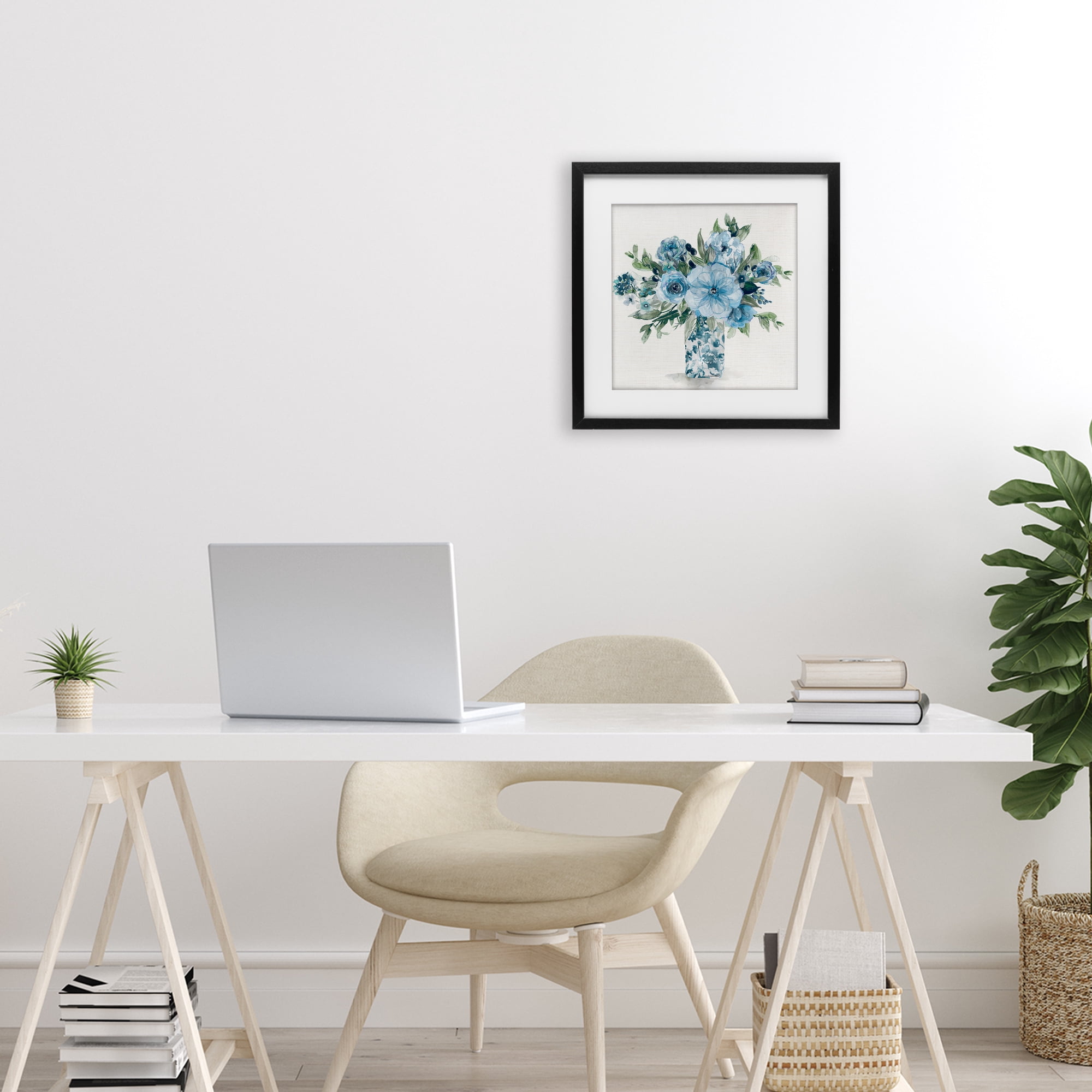 Stupell Industries Pastel Blue Bouquet Foliage Black Framed Print Under Glass, design by Carol Robinson