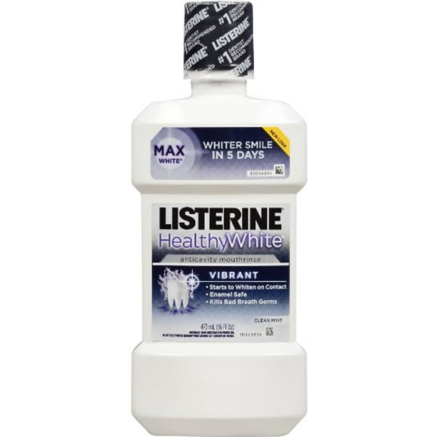 Listerine Whitening Anticavity Mouthwash Vibrant Clean Mint 16 Oz Pack Of 6 Walmart Com Walmart Com