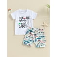 thumbnail image 2 of Bagilaanoe 2pcs Toddler Baby Boy Shorts Set Short Sleeve Letter Print T Shirt Tops + Shorts 6M 12M 18M 24M 3T Kids Casual Summer Clothes, 2 of 7