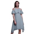 thumbnail image 1 of Bimba Tunique à Épaules Dénudées Imprimée Florale Bleue pour Femmes Robe de Soirée Col Rond - Large, 1 of 1