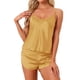 thumbnail image 1 of Conjuntos de pijamas de satén para mujer INSPIRE CHIC, top de tirantes con pantalones cortos, 2 piezas, ropa de dormir, conjunto de pijama de seda, XS dorado, 1 of 6