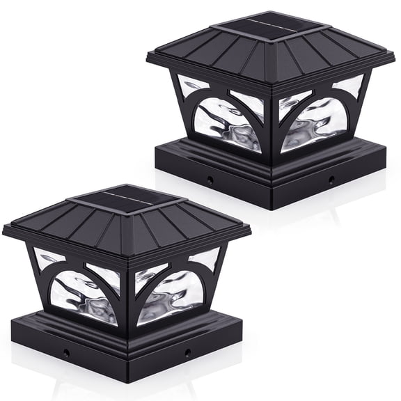 Liefgarden Solar Post Cap Lights, 9 Colors to Choose, 20 Lumens, Warm White & RGB Automatic Cycling & Fixed RGB Color 3 Modes for 3.6x3.6 4x4 4.5x4.5 5x5 Wooden Posts Decoration, Black (2 Pack)