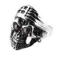 thumbnail image 1 of Stainless Steel Skull Ring with Stars Crown and Red Eyes, 1 of 1
