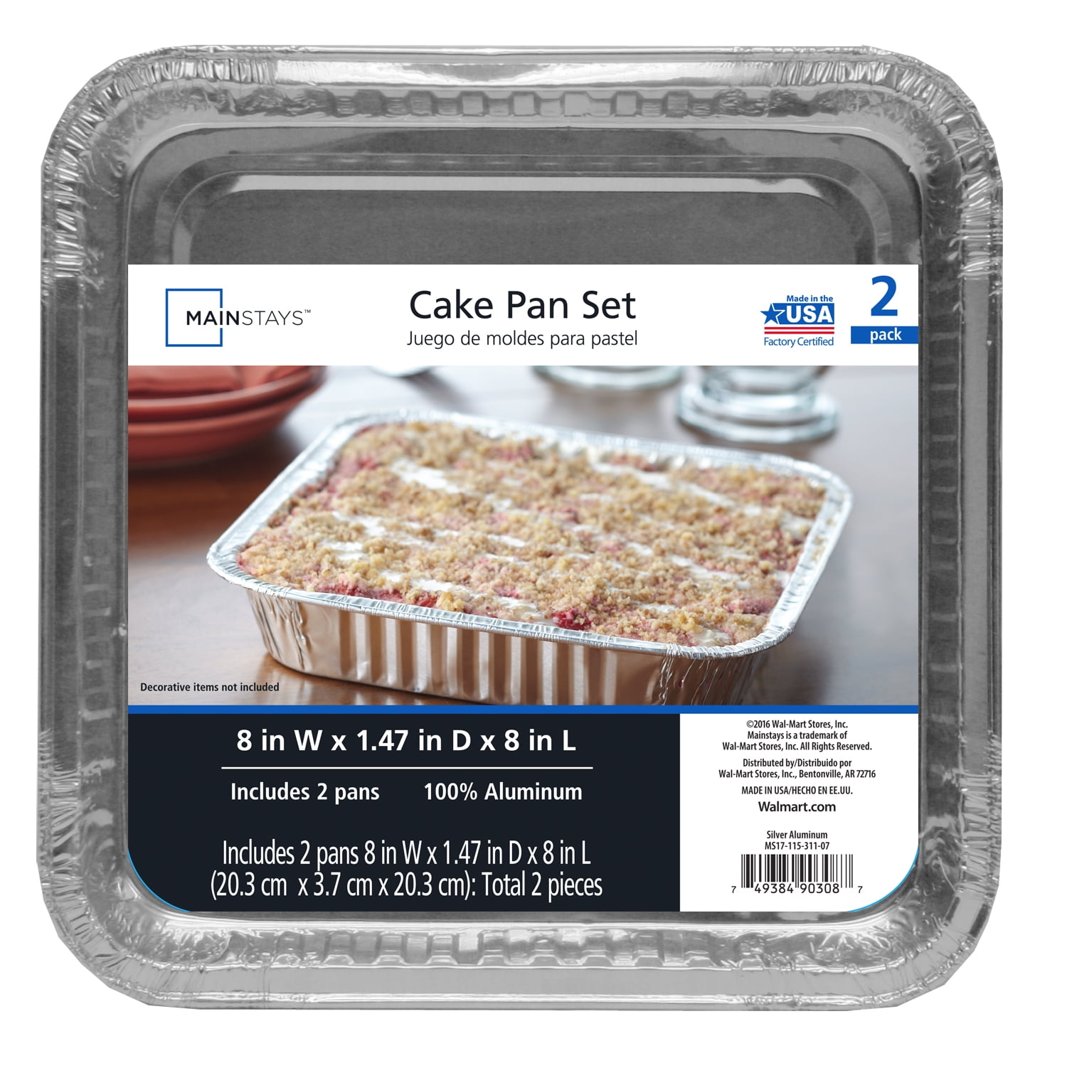Mainstays Square Cake Pans, 2 Count