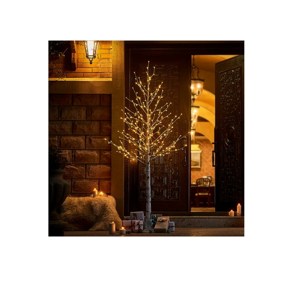 Hairui Lighted Birch Tree 8FT 240 Warm White Lights White Twig Tree with Lights for Wedding Party Christmas Decoration Indoor Outdoor Use