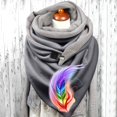 thumbnail image 2 of Women Color Feather Print Cotton Winter Warm Button Up Scarf, 2 of 3