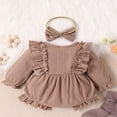 thumbnail image 3 of Newborn Infant Baby Girl Clothes Long Sleeve Bow Romper Ruffle Jumpsuits with Headband, 3 of 7
