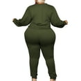 thumbnail image 2 of Gomelly Women Two Piece Outfit Crew Neck Jogger Set Casual Crop Sweatshirt And Pant Ladies Loose Fit Jogging Tracksuit Sets Plus Size Army Green XL, 2 of 4
