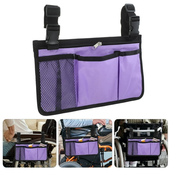 Topbathy Violet Oxford Cloth Storage Bag for Wheelchair and Walker Side Pocket 12.2x7.1x0.4in 1Piece