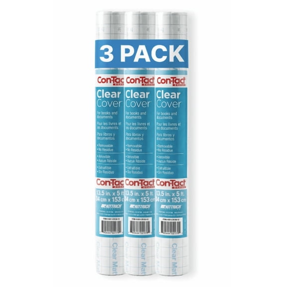 Con-Tact Brand Clear Contact Adhesive Protective Liner, 13.5 in x 5 ft Roll, 3 Count
