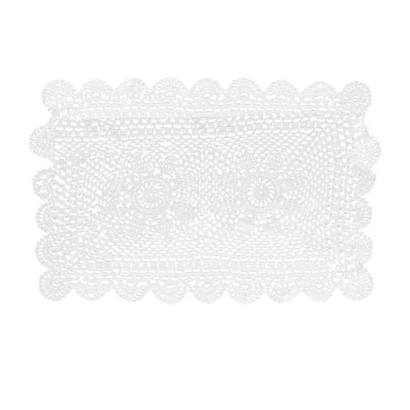 

Etereauty Hand Crochet Flower Placemat Delicate Cotton Lace Braided Hollow Out Cushion Decorative Wedding Table Mat (White 30x50cm)