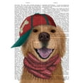 thumbnail image 2 of Fab Funky 15x18 Gold Ornate Wood Framed with Double Matting Museum Art Print Titled - Golden Retriever and Baseball Cap, 2 of 4