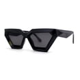 thumbnail image 2 of Womens Thick Angular Bevel Rim Geometric Cat Eye Sunglasses All Black, 2 of 4