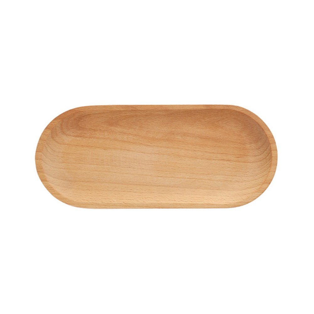 Wooden Plates, Wood Dinner Plates Oak Wood Serving Dish for Snack