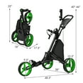 thumbnail image 2 of Gymax 3-Wheel Foldable Golf Push Pull Cart Trolley w/ Adjustable Handle Green, 2 of 10