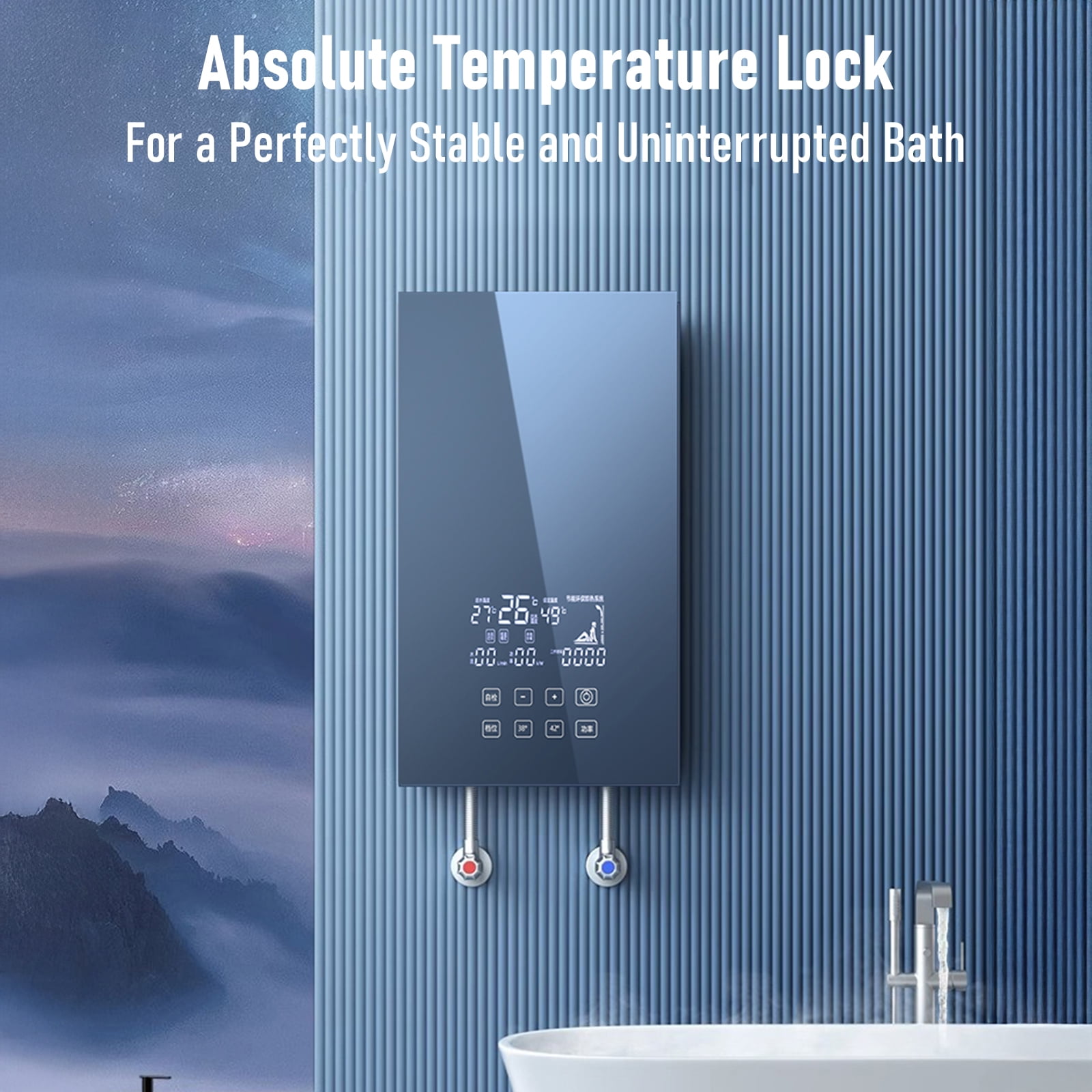 Electric Tankless Water Heater, 6000W 110V Instant Hot On Demand Residential Electric Water Heater with LED Temperature Display for Kitchen rv Whole House Shower Sink