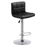 Costway 1 PC Bar Stool Swivel Adjustable PU Leather Bar Stools Bistro Pub Chair Black by Costway