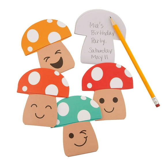 3 1/2" x 4" Happy Toadstool-Shaped Paper Notepads - 24 Piece