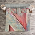 thumbnail image 3 of Ambesonne Letter N Quilted Bedspread Set 3 Pcs, Sketch Colorful N Art, King Size, Dark Coral Ivory Seafoam, 3 of 3