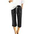 thumbnail image 1 of Timegard Capri Pants for Women Summer Elastic Waisted Drawstring Lightweight Casual Crop Pants with Pockets, 1 of 6