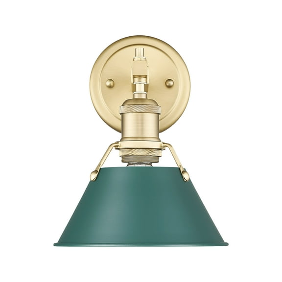 Yep by Golden Lighting Orwell 1-light Vanity in Brushed Champagne Brass and Pine Green shade