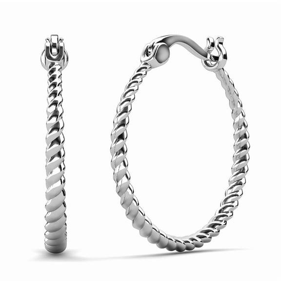 Cate & Chloe Matilda 18k White Gold Plated 25mm Hoop Earrings for Women, Gift for her