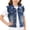 Blue, variant on AVRNLIQ Girls Ruffled Denim Vest with Faux Pearl Trim Kids Sleeveless Button Down Distressed Jean Vest Size 2T-8,Size 7 T
