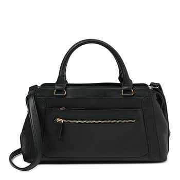 Time and Tru Women's Multi-Compartment Marli Convertible Satchel Handbag Black