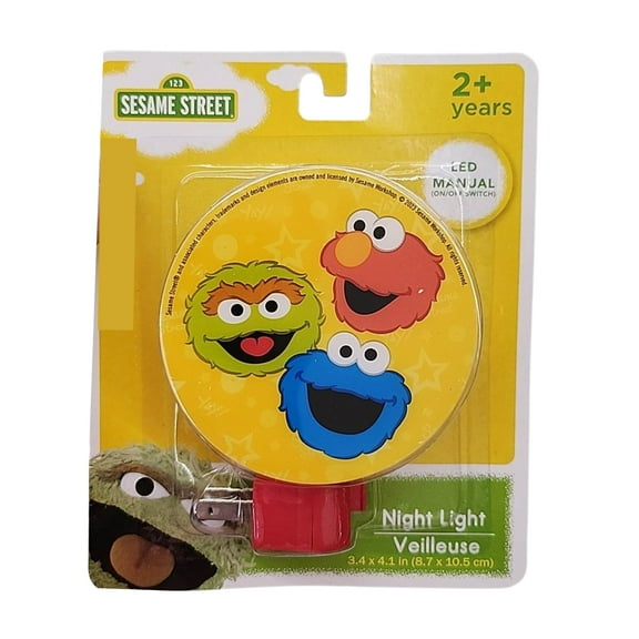 Sesame Street LED Nightlight with Rotary Shade for Kids Boys Girls Manual Switch Lights, Energy Efficient Night Lamp for Bedroom, Baby Room Kitchen Hallway Stairway and Gift Set (1 Count)