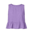 thumbnail image 5 of Women's Ruffle Hem Tank Top, Sleeveless Button Back Summer Vest, Plain Casual Layering Blouse, 5 of 6