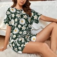 thumbnail image 6 of Bixox Women's White Daisies and Bee Printed Pajama Set 2 Piece Lounge Set Top and Shorts Soft Pajamas, Shorts with Pockets, 6 of 7