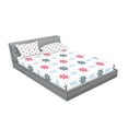 thumbnail image 2 of Ambesonne Nautical Fitted Sheet & Pillow Sham Set, Ship Helm Waves Retro, Full, Red Blue, 2 of 2