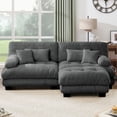 thumbnail image 4 of FFH Loveseat with Ottoman, 94.4" Oversized Cloud Sofa, L-Shaped Sectional Couch for Living Room (Chenille Dark Gray, 2 Seater with 1 Ottoman), 4 of 11