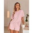 thumbnail image 3 of Ekouaer Womens Pajama Sets Short Sleeve Lounge Sets 2 Piece Pjs Tops and Shorts Outfits Matching Loungewear with Pockets, 3 of 6