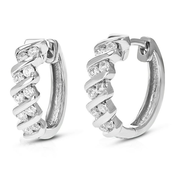 Vir Jewels 1/2 CTTW Lab Grown Diamond Hoops Earrings in Sterling Silver With Hidden Post For Women