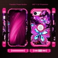 thumbnail image 3 of Casetego for iPhone 16E 5G Case,Glow In The Dark Cute Fashion Blue Crystal Butterfly,Heavy Duty Shockproof Protective Stylish iPhone 16E Phone Case For Women Girls Gifts,Rose Red Butterfly, 3 of 8