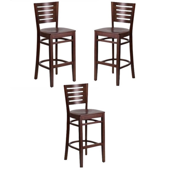 Home Square Darby 43.5" Restaurant Bar Stool in Walnut - Set of 3