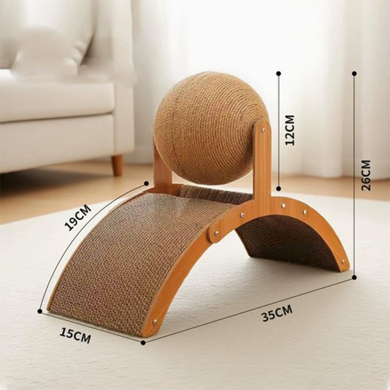 2026 New Cat Scratching Ball on Stand, Interactive Cat Scratcher with 360° Rotating Sisal Ball, Cat Scratching Post with Arch Bridge Balls, Cat Scratcher Board for Indoor,Protects Furniture & Rugs