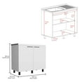 thumbnail image 3 of We Have Furniture Alexandria 2 Piece Kitchen Set, Wall Cabinet + Utility Sink, White Finish, 3 of 6