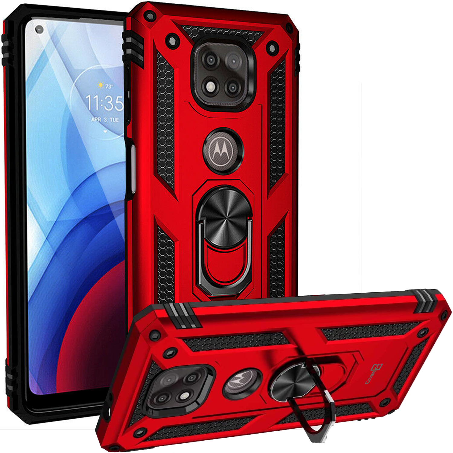 CoverON For Motorola Moto G Power 2021 Ring Case, Kickstand Rugged