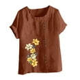 thumbnail image 5 of Birdeem T-Shirt Ample Décontracté d'Été pour Femme à Col Rond, Manches Courtes, à Imprimé Floral, 5 of 5