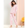 thumbnail image 2 of Pijama de Franela Allegra K Impreso manga larga Top y Pantalones Para Dormir Suave Invierno Mujeres Corazón Rosa XXL, 2 of 6