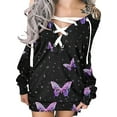 thumbnail image 1 of FOCUSNORM Robe Imprimée d'Halloween pour Femmes Juniors, Mode à Nouer Col Rond Manches Longues une-Pièce, 1 of 6